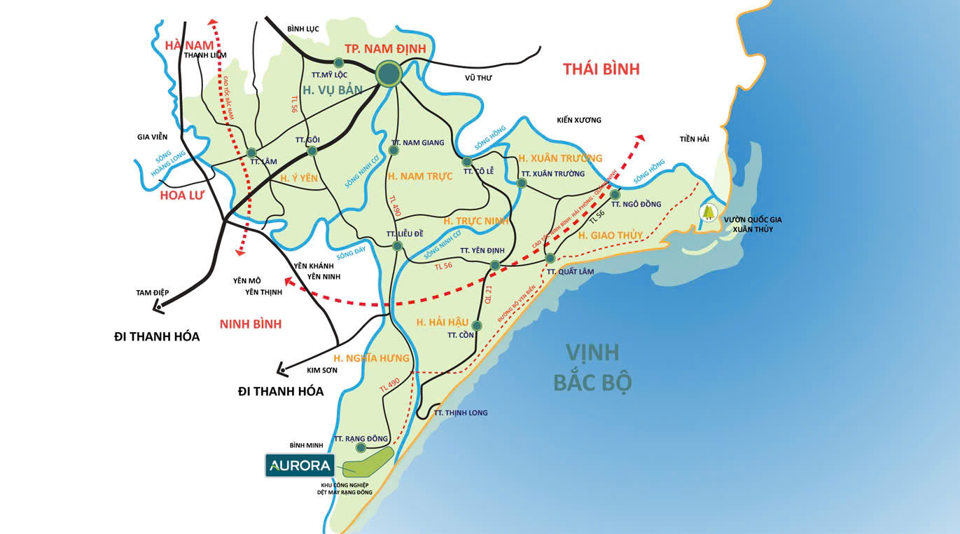 vị trí khu công nghiệp rạng đông aurora ip